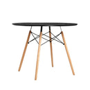 Dining Table 4 Seater Round Replica DSW cafe Kitchen Timber Black 90cm