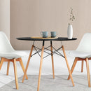Dining Table 4 Seater Round Replica DSW cafe Kitchen Timber Black 90cm