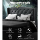 Double Full Size Bed Frame Base Mattress Platform Fabric Wooden Charcoal PIER