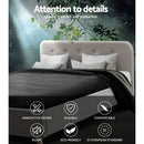 Double Full Size Bed Frame Base Mattress Fabric Wooden Beige POLA