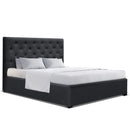Double Full Size Gas Lift Bed Frame Charcoal Fabric Base With Storage Mattress