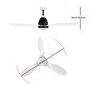 Devanti 48'' Ceiling Fan Light Remote Control DC Motor White 3 Blades 1300mm