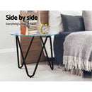 Coffee Table Glass End Side Tables High Gloss Display Modern Furniture 50X50CM