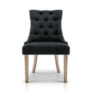 Dining Chairs Chair French Provincial Wooden Fabric Retro Cafe Black x1