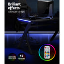 Gaming Desk Home Office Computer Carbon Fiber Style LED Racer Table Black