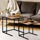 Coffee Table Nesting Side Tables Wooden Rustic Vintage Metal Frame