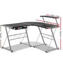 Corner Metal Pull Out Table Desk - Black