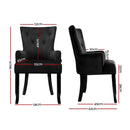 Dining Chairs French Provincial Chair Velvet Fabric Timber Retro Black