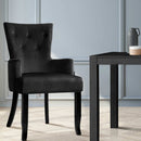 Dining Chairs French Provincial Chair Velvet Fabric Timber Retro Black