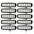 10x 6inch LED Work Light Bar Flood Reverse Fog Driving Lamp Offroad 4x4