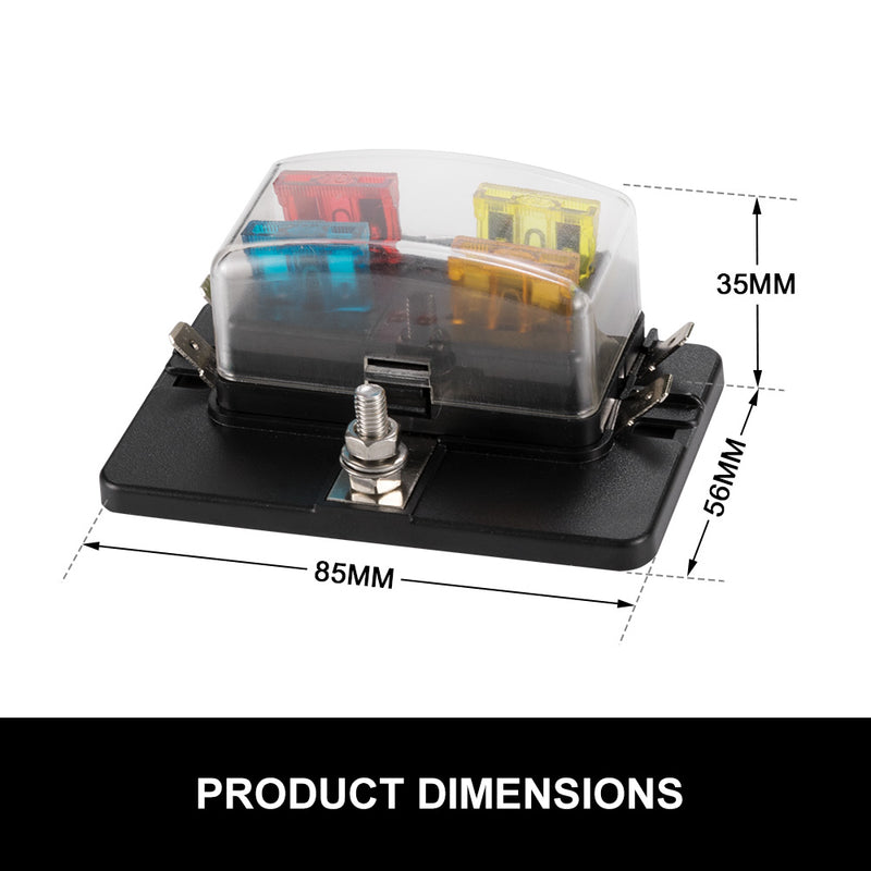 4 Way Blade Fuse Block Holder W/Led Indicator 12V 24V Car Marine