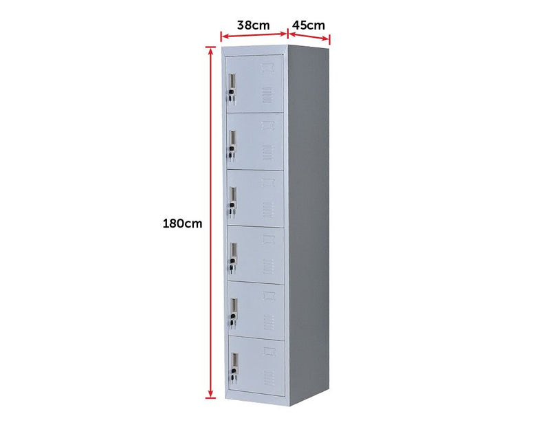 Six-Door Office Gym Shed Storage Lockers