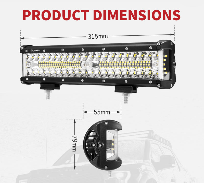 12inch CREE LED Light Bar Side Shooter Combo Beam Work Driving OffRoad 4WD