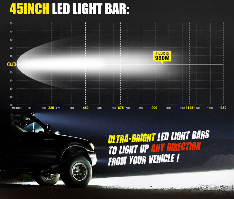 DEFEND 45inch CREE LED Light Bar Combo Work Driving Light Truck SUV Offroad 4WD