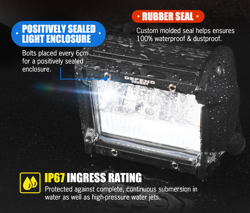 DEFEND Pair 4inch CREE LED Work Light Bar Spot Flood Reverse 4WD 12V 24V