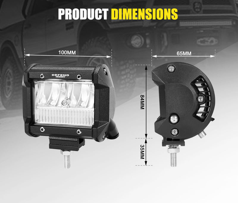 DEFEND Pair 4inch CREE LED Work Light Bar Spot Flood Reverse 4WD 12V 24V