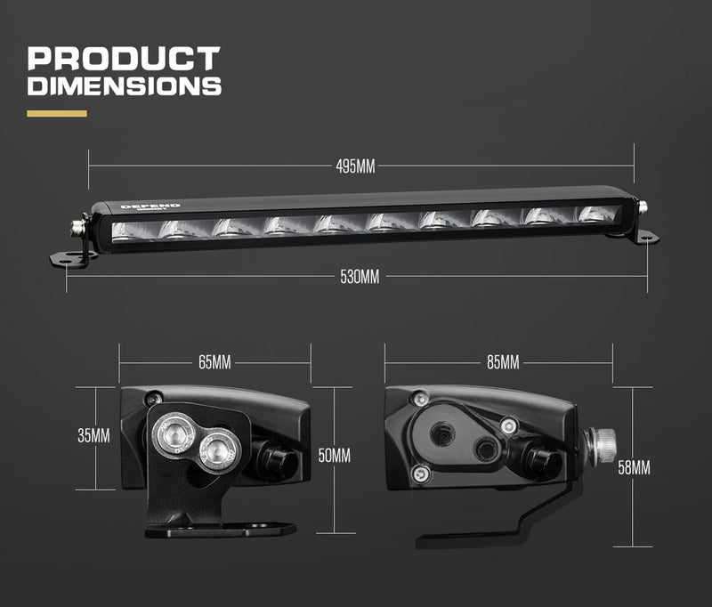 20inch LED Light Bar Slim Single Row Work Driving Lamp 4X4 Offroad