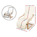 Fabric Armchair with Adjustable Footrest - Beige
