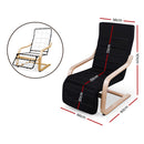 Fabric Armchair with Adjustable Footrest - Black