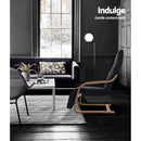 Fabric Armchair with Adjustable Footrest - Black