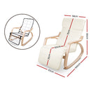Fabric Rocking Armchair with Adjustable Footrest - Beige