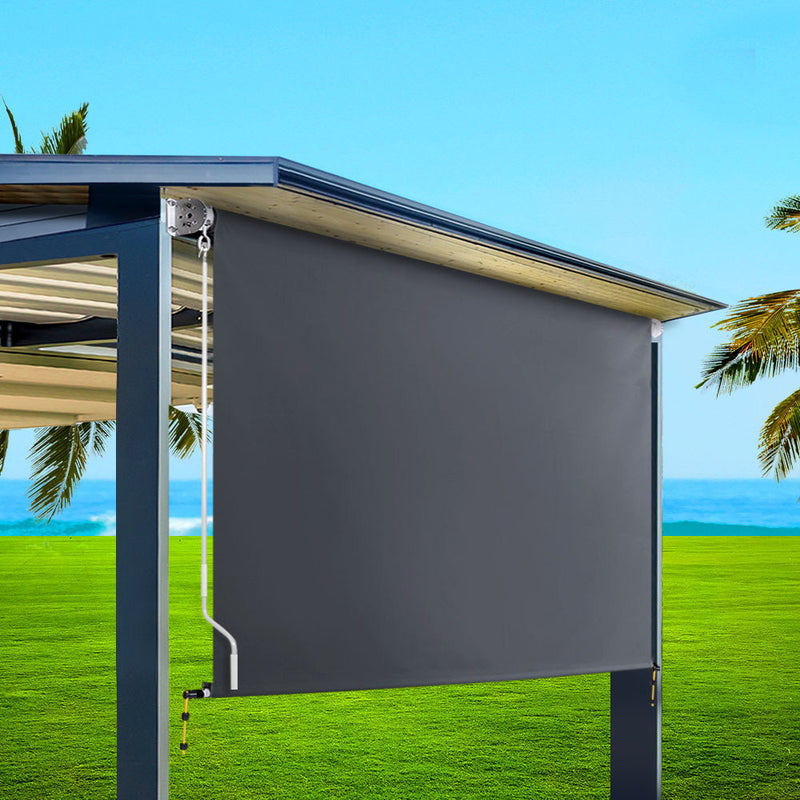 2.7m x 2.5m Retractable Roll Down Awning - Grey