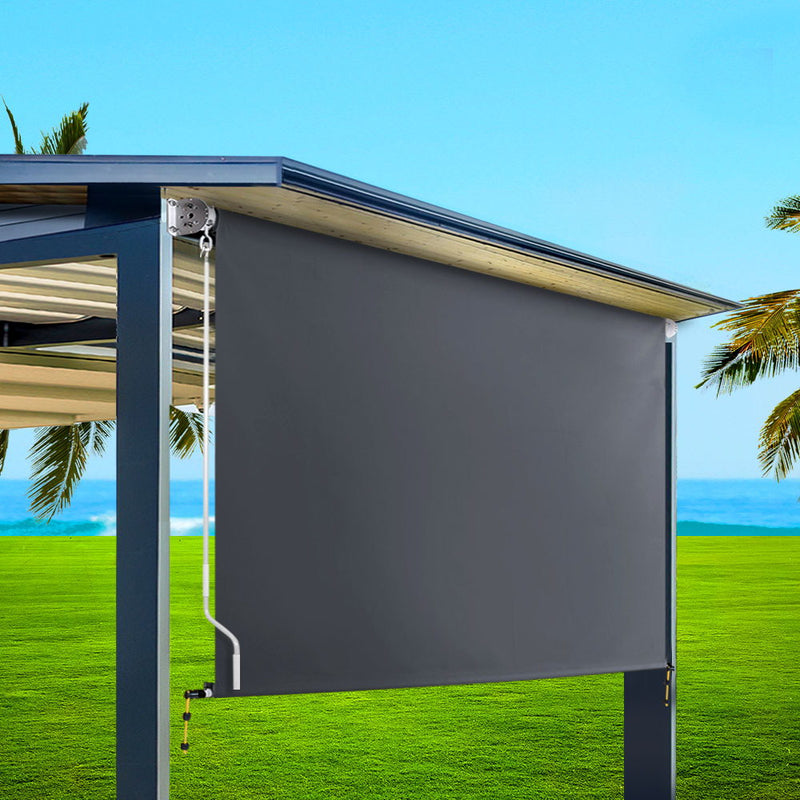 3m x 2.5m Retractable Roll Down Awning - Grey