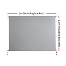 3m x 2.5m Retractable Straight Drop Roll Down Awning - Grey