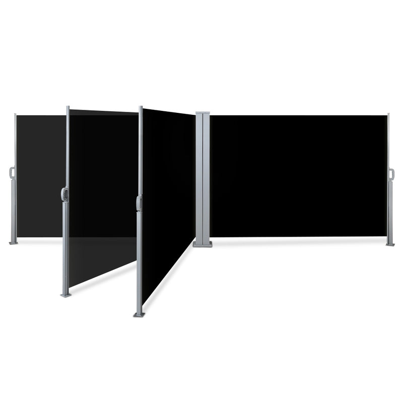 2X6M Retractable Side Awning Garden Patio Shade Screen Panel Black