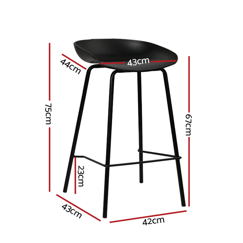 Set of 4 Kitchen Bar Stools Bar Stool Chairs Metal Black Barstools
