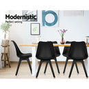 Set of 4 Retro Padded Dining Chair - Black