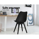 Set of 4 Retro Padded Dining Chair - Black