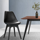 Set of 4 Retro Padded Dining Chair - Black