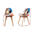 Set of 2 Retro Beech Fabric Dining Chair - Multi Colour