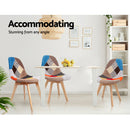 Set of 2 Retro Beech Fabric Dining Chair - Multi Colour