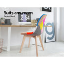 Set of 2 Retro Beech Fabric Dining Chair - Multi Colour
