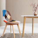 Set of 2 Retro Beech Fabric Dining Chair - Multi Colour