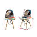 Set of 4 Retro Beech Fabric Dining Chair - Multi Colour