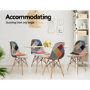 Set of 4 Retro Beech Fabric Dining Chair - Multi Colour