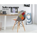 Set of 4 Retro Beech Fabric Dining Chair - Multi Colour