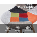 Set of 4 Retro Beech Fabric Dining Chair - Multi Colour