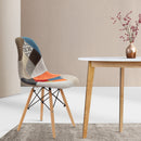 Set of 4 Retro Beech Fabric Dining Chair - Multi Colour