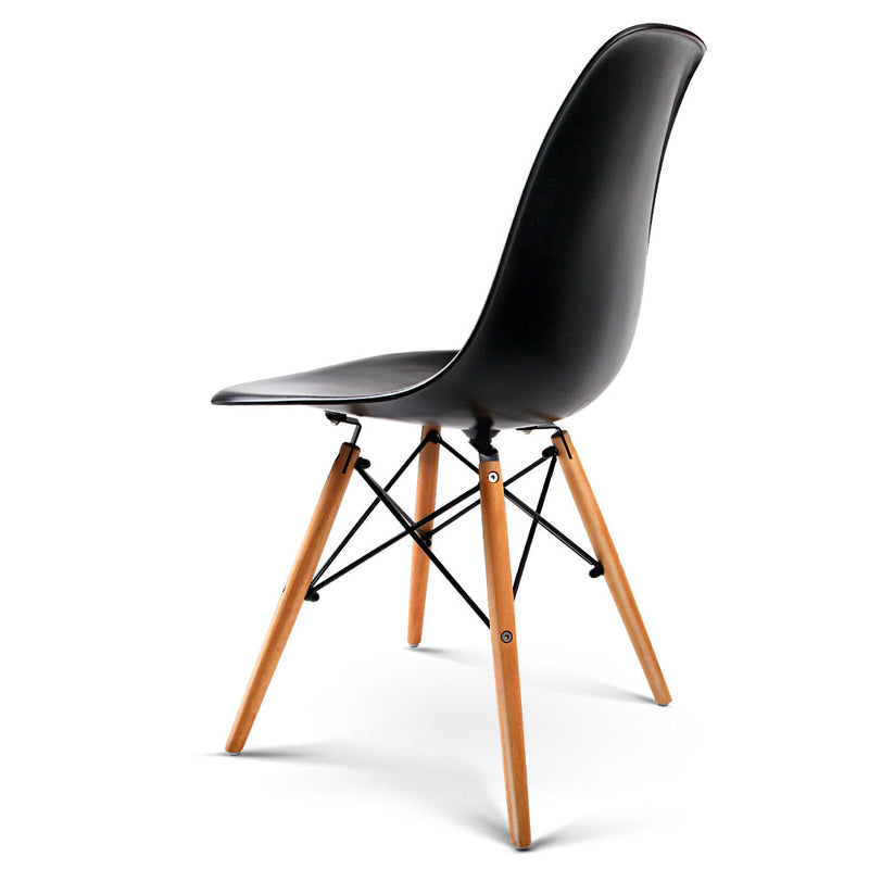 Set of 4 Retro Beech Wood Dining Chair - Black