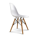 Set of 4 Retro Beech Wood Dining Chair - White