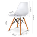 Set of 4 Retro Beech Wood Dining Chair - White