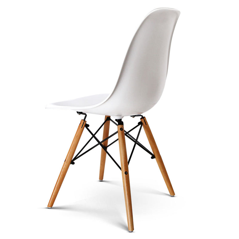 Set of 4 Retro Beech Wood Dining Chair - White