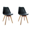 Set of 2 Padded Dining Chair - Black