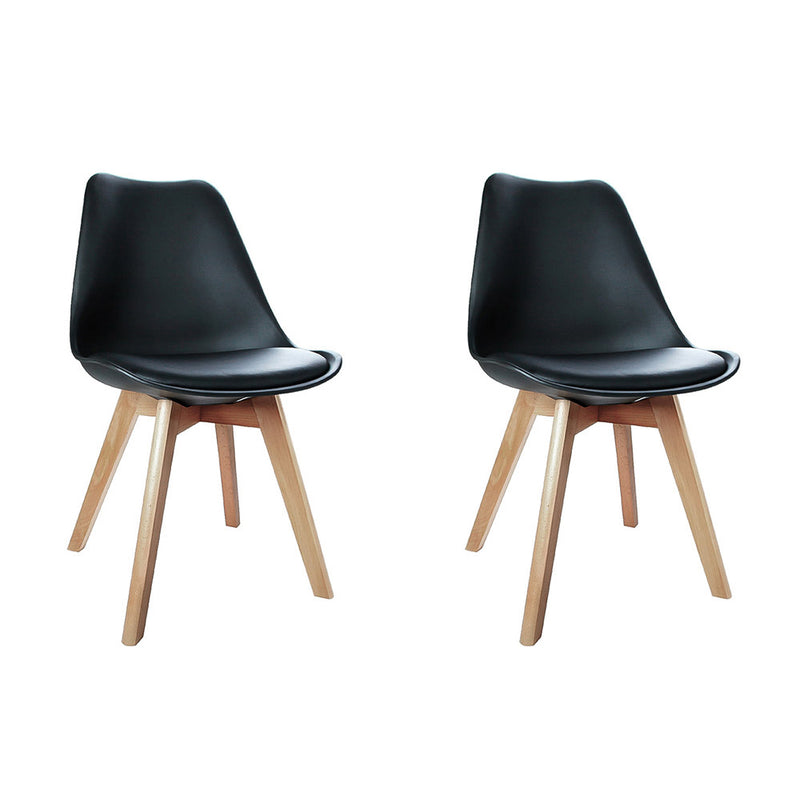 Set of 2 Padded Dining Chair - Black