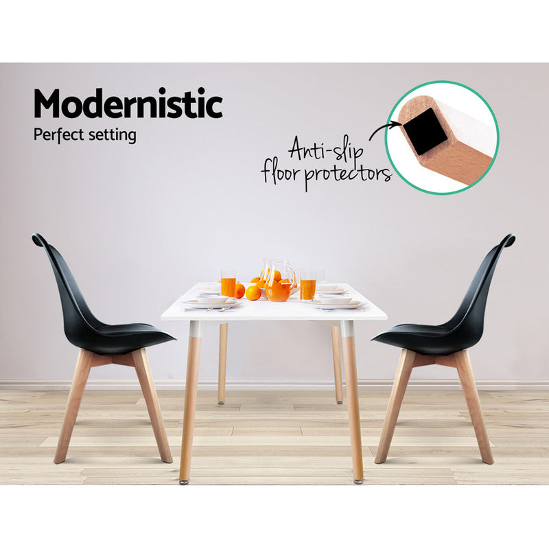 Set of 2 Padded Dining Chair - Black