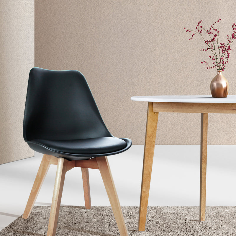 Set of 2 Padded Dining Chair - Black